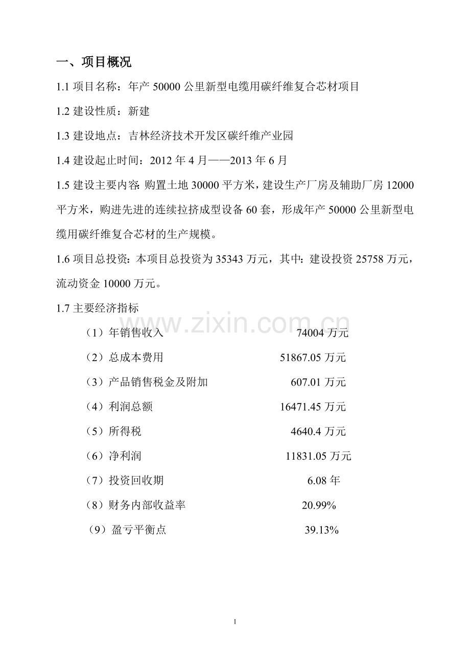 年产50000公里新型电缆用碳纤维复合芯项目可行性研究报告.doc_第3页