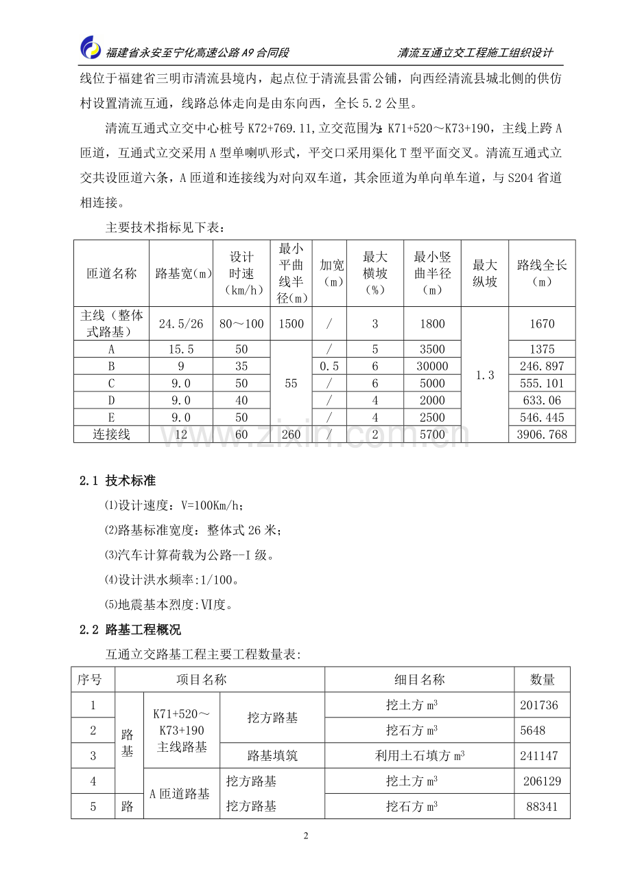 清流互通立交工程方案说明书.doc_第2页