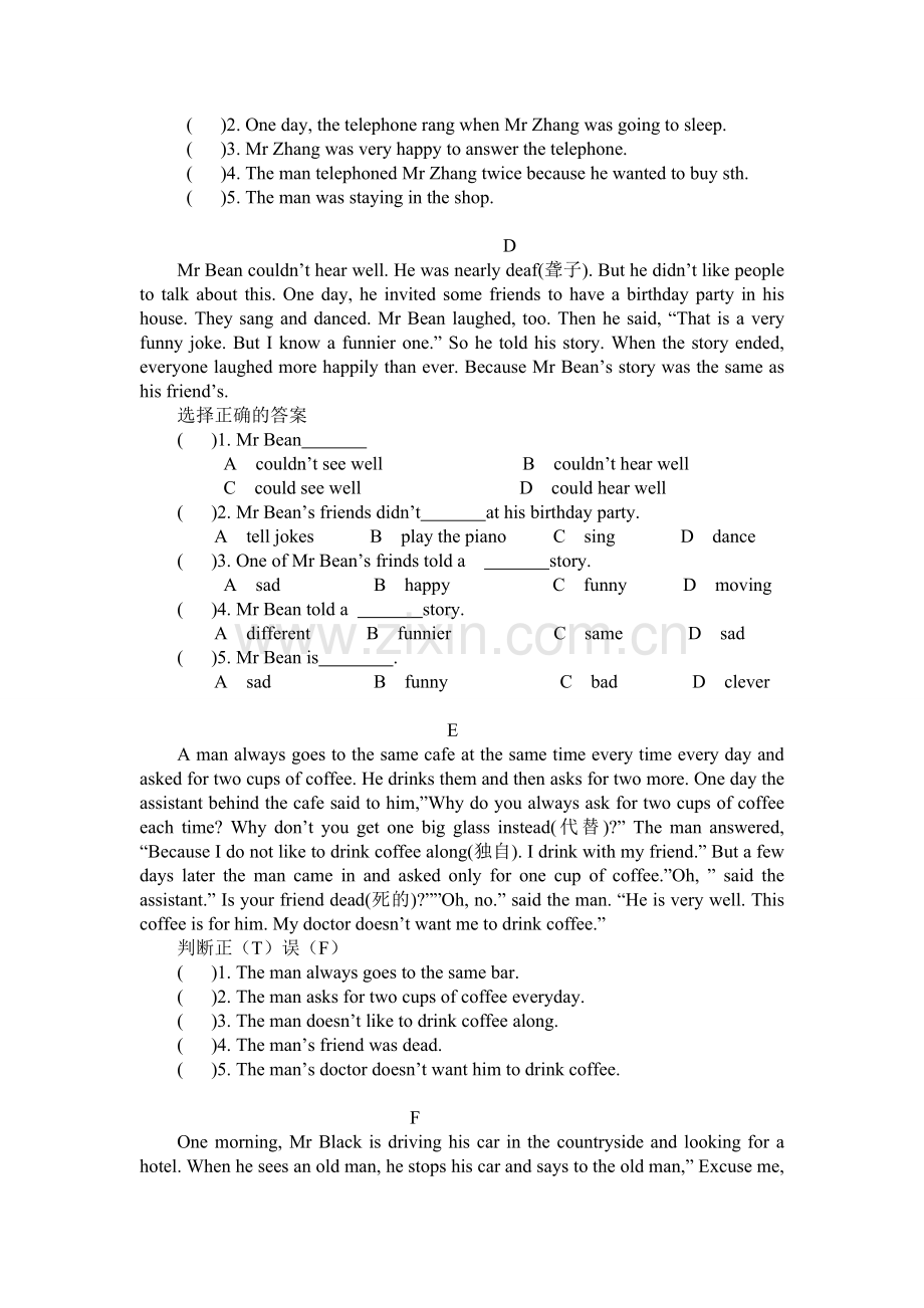 精选小升初英语阅读理解(训练)20篇(含答案).doc_第3页