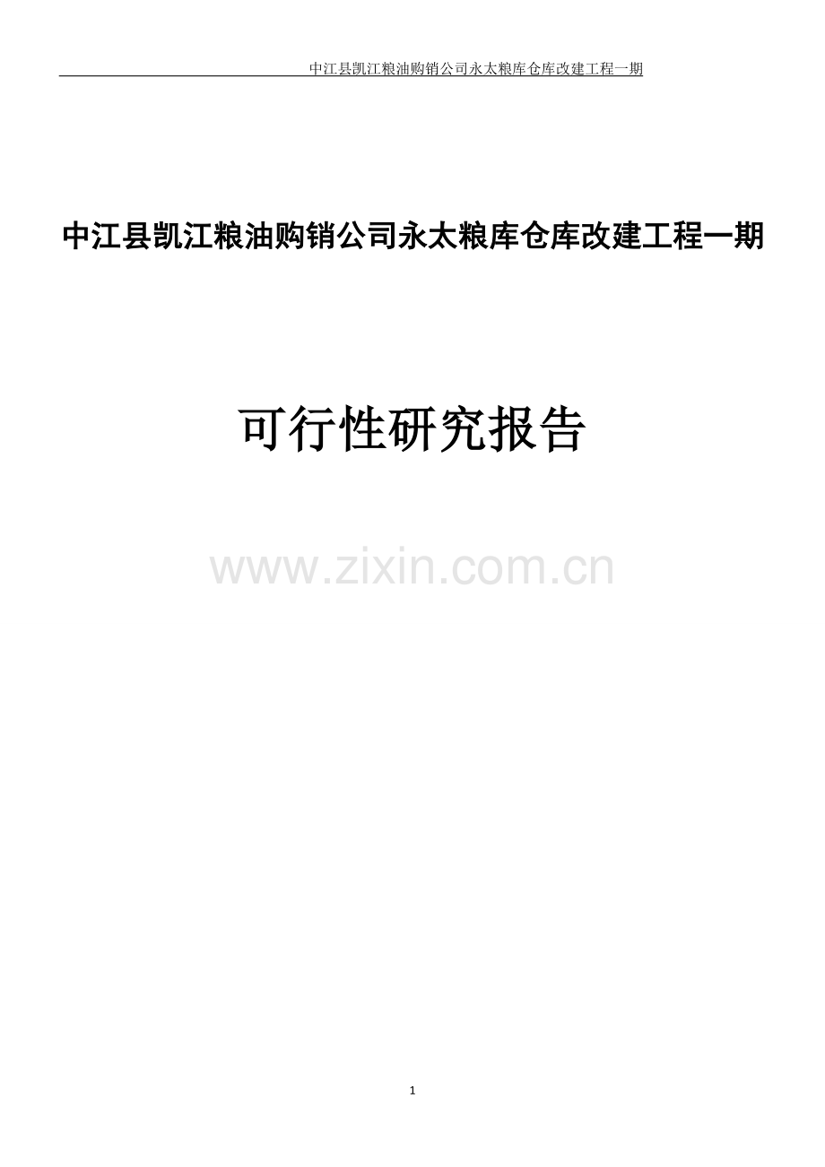 永太粮库仓库改建工程项目可行性论证报告.doc_第1页