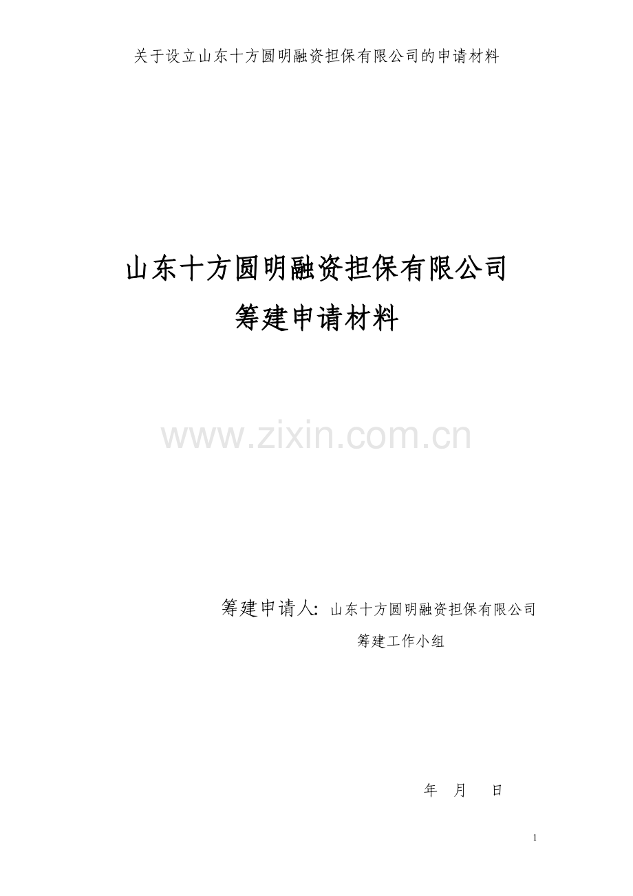 山东十方圆明融资担保有限公司筹建资料.doc_第1页