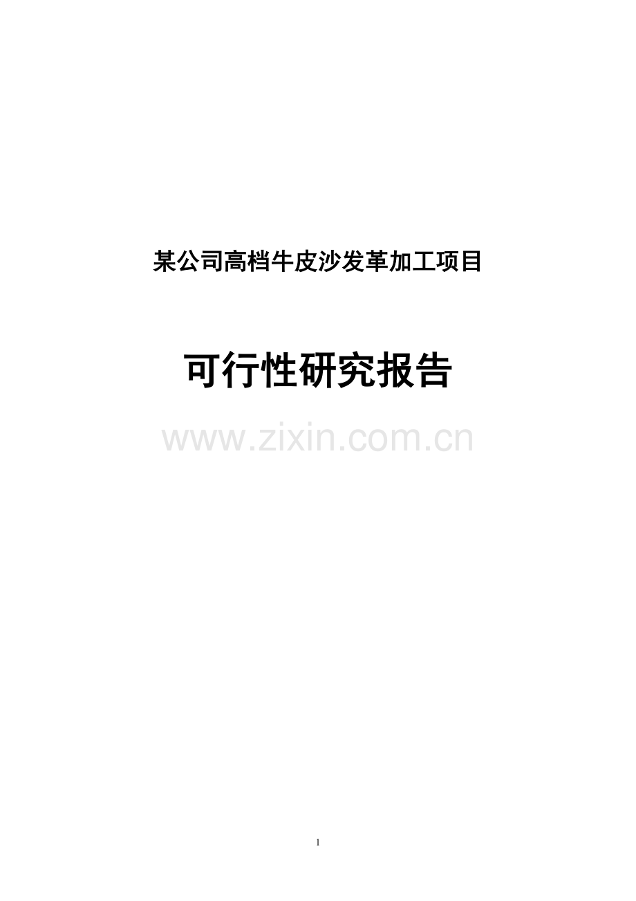 某公司高档牛皮沙发革加工项目可行性论证报告.doc_第1页