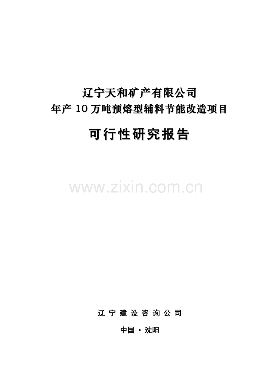 年产10万吨预熔型辅料节能改造项目投资可行性研究分析报告.doc_第1页