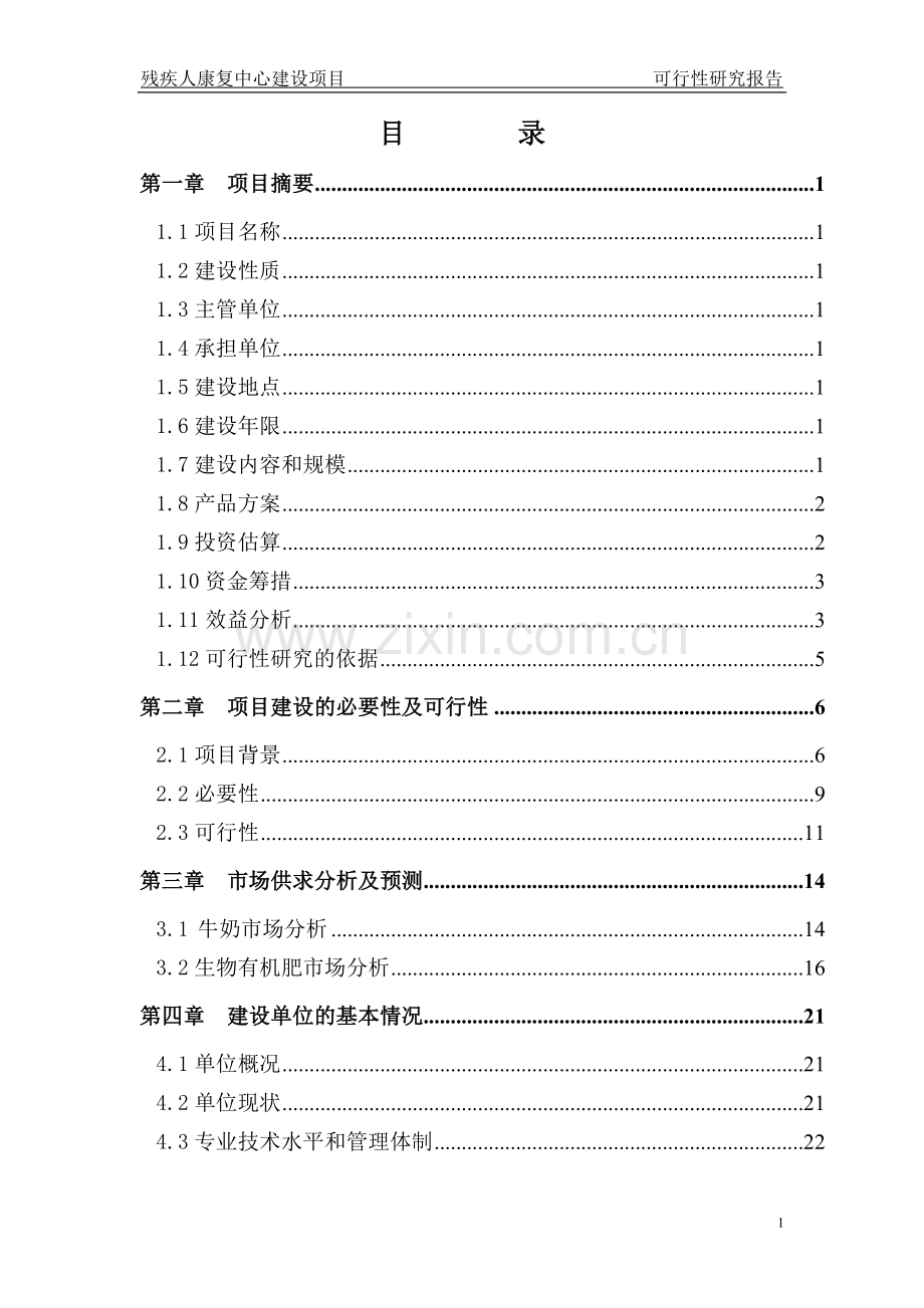 残疾人康复中心建设项目可行性研究报告.doc_第1页