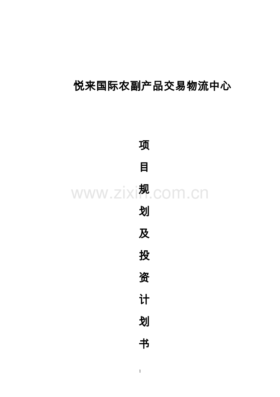 国际农副产品交易物流中心项目规划及策划书.doc_第1页