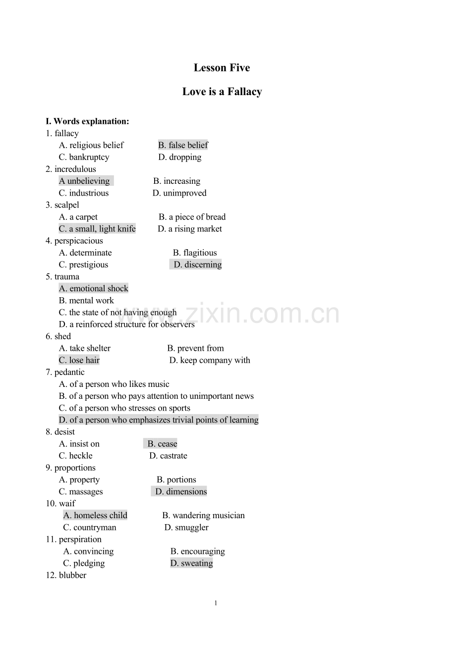 高级英语练习题含答案(第二册)(5).doc_第1页