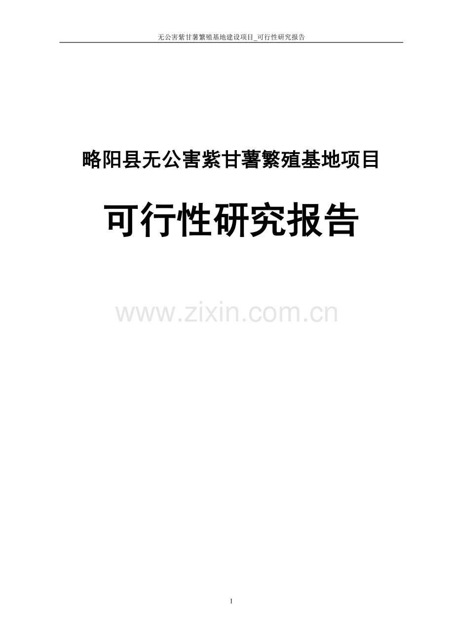 无公害紫甘薯繁殖基地项目论文可行性论证报告.doc_第1页