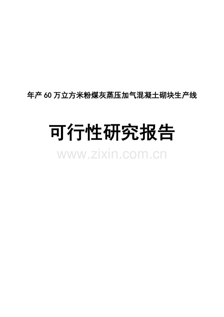 年产60万立方米粉煤灰蒸压加气混凝土砌块生产线可行性研究报告.doc_第1页