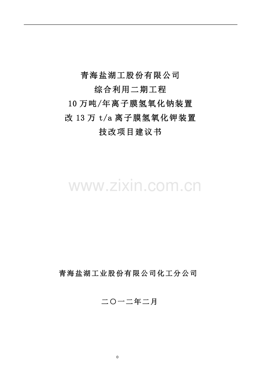 10万吨年离子膜氢氧化钠装置改13万ta-子膜氢氧化钾装置-技改项目可行性研究报告.doc_第1页