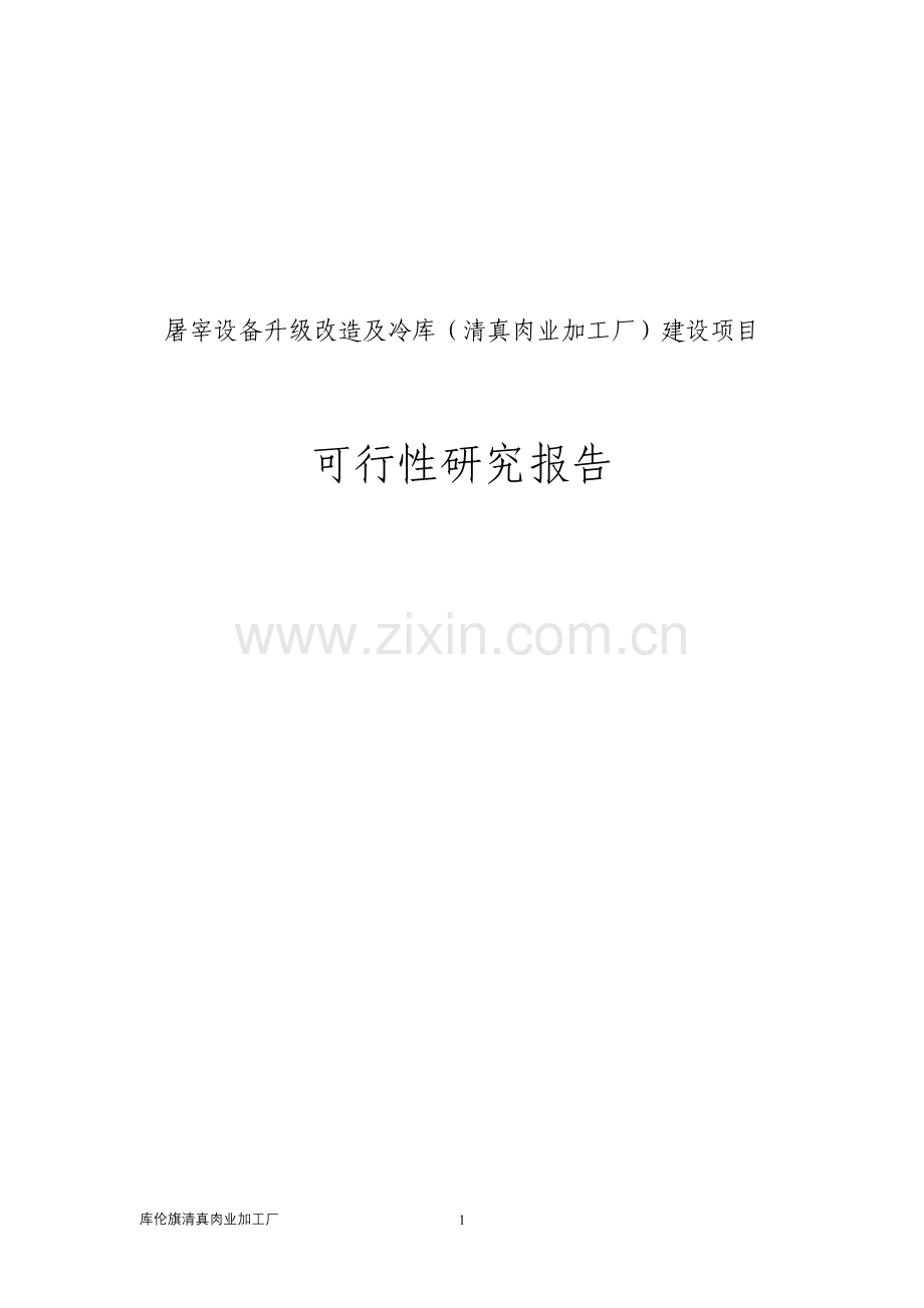 屠宰设备升级改造及冷库(清真肉业加工厂)项目建设可行性研究报告.doc_第1页