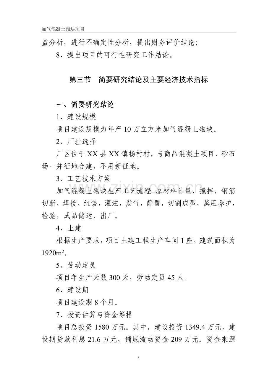 10万立方米加气混凝土砌块项目可行性研究报告.doc_第3页