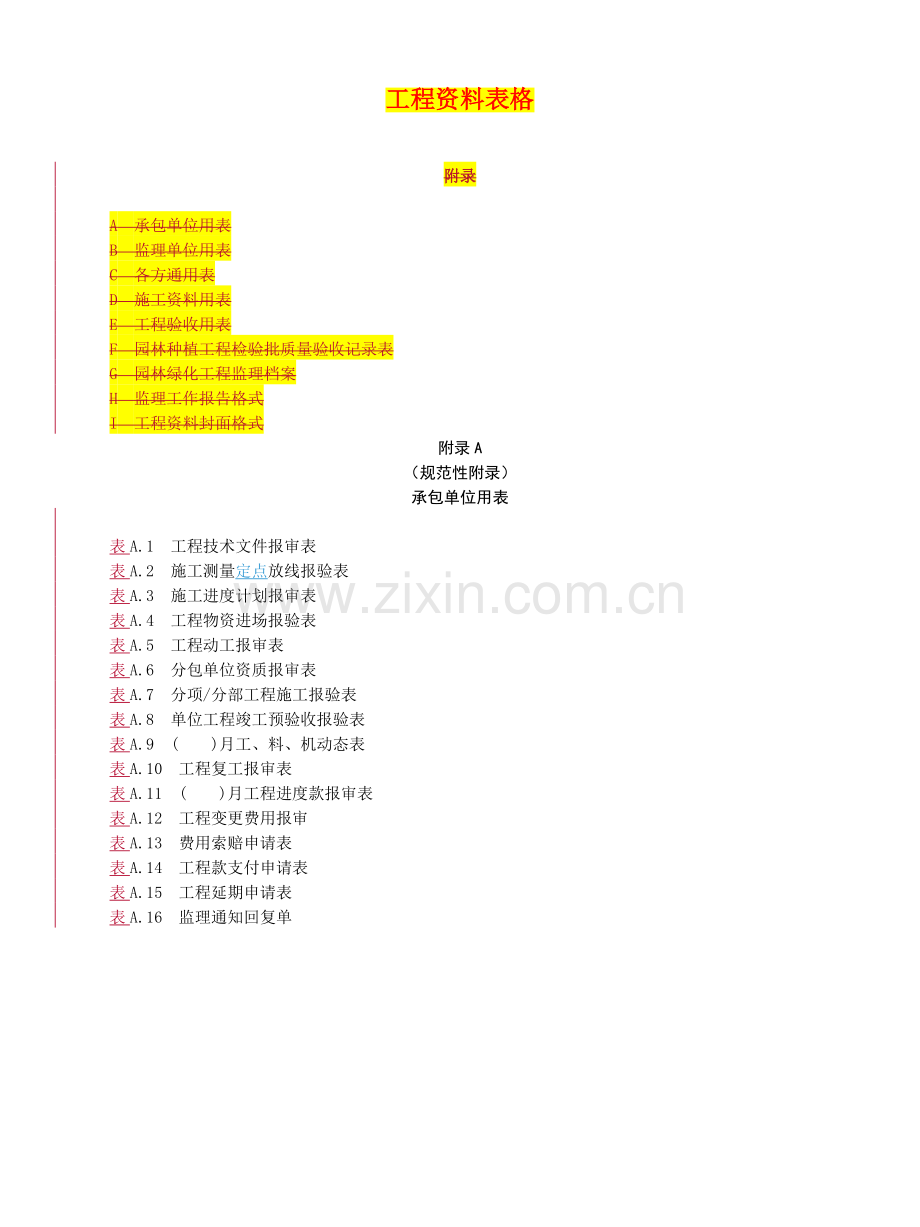 园林工程资料表格(全套)(实用资料).doc_第1页