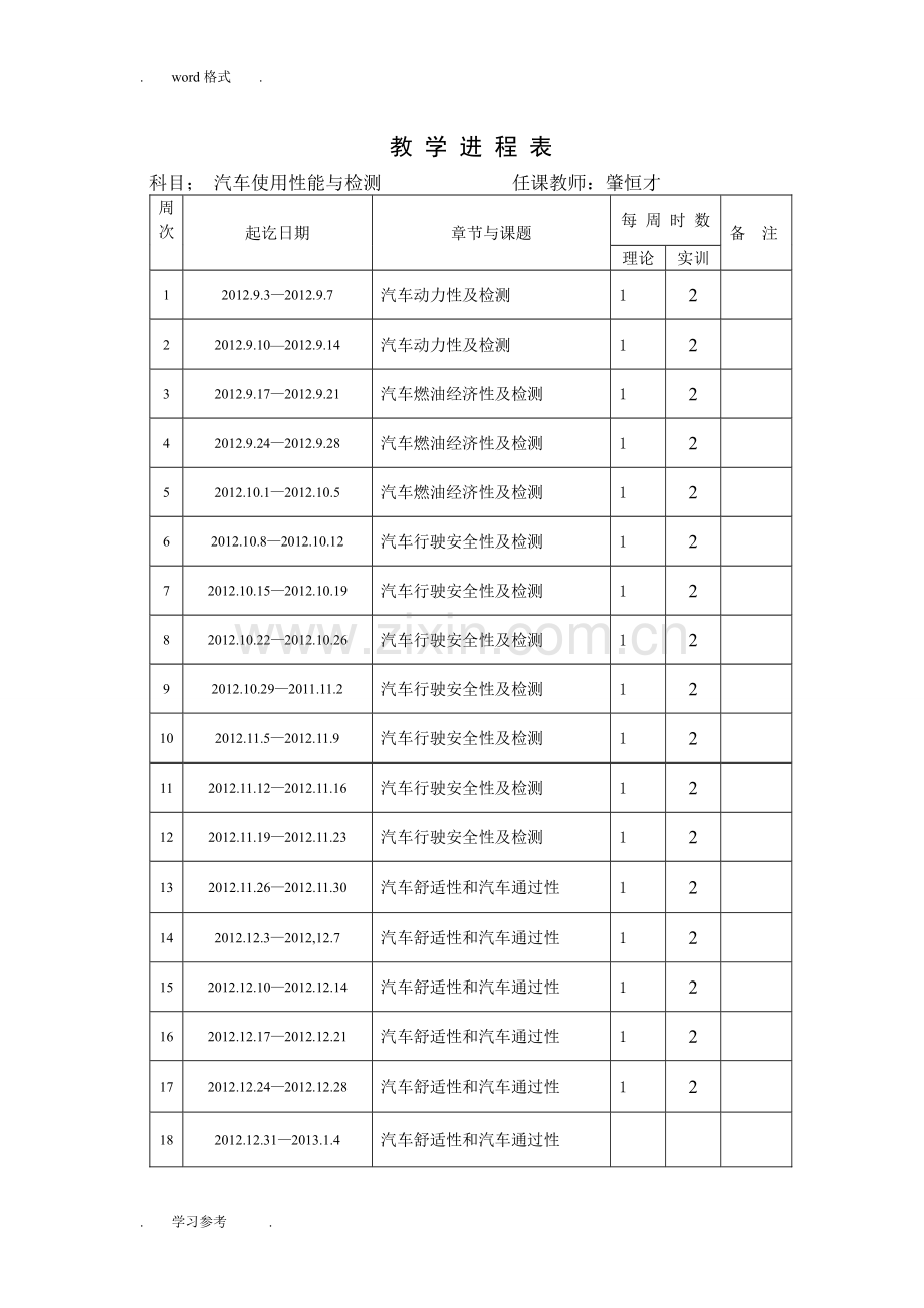 汽车性能检测教(学)案.doc_第1页