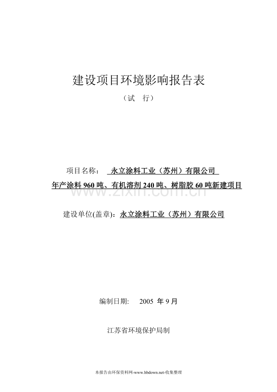 涂料工业公司环境风险评估报告(参考必备).doc_第1页