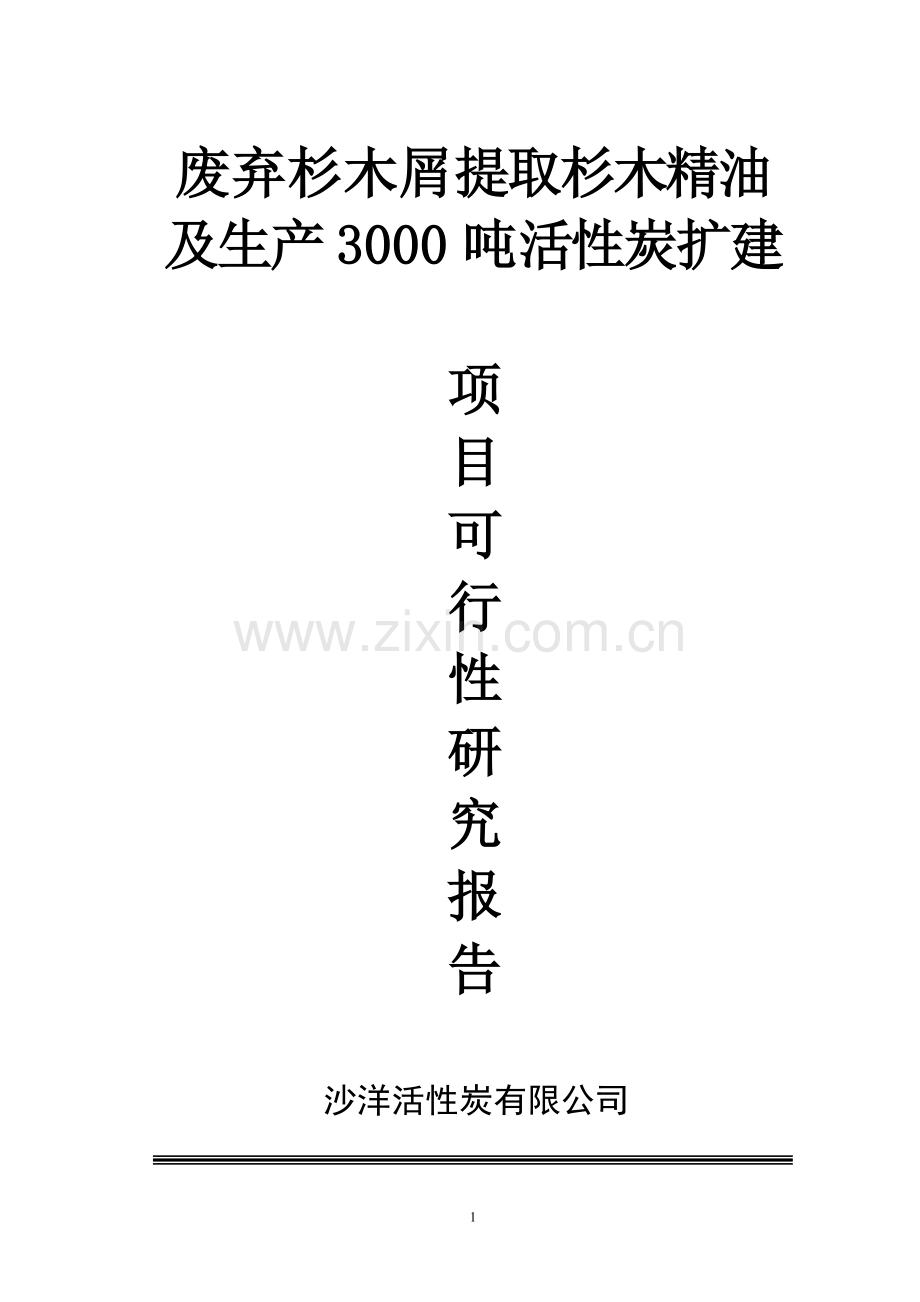 废弃杉木屑提取杉木精油及年产3000吨活性炭扩建可行性分析报告.doc_第1页