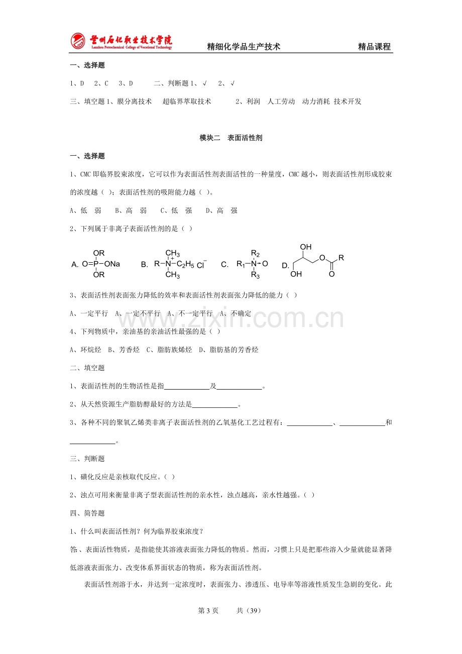 精细化学品生产技术习题集及答案.doc_第3页