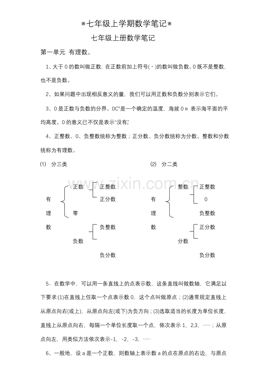 七年级上册数学笔记math.doc_第1页