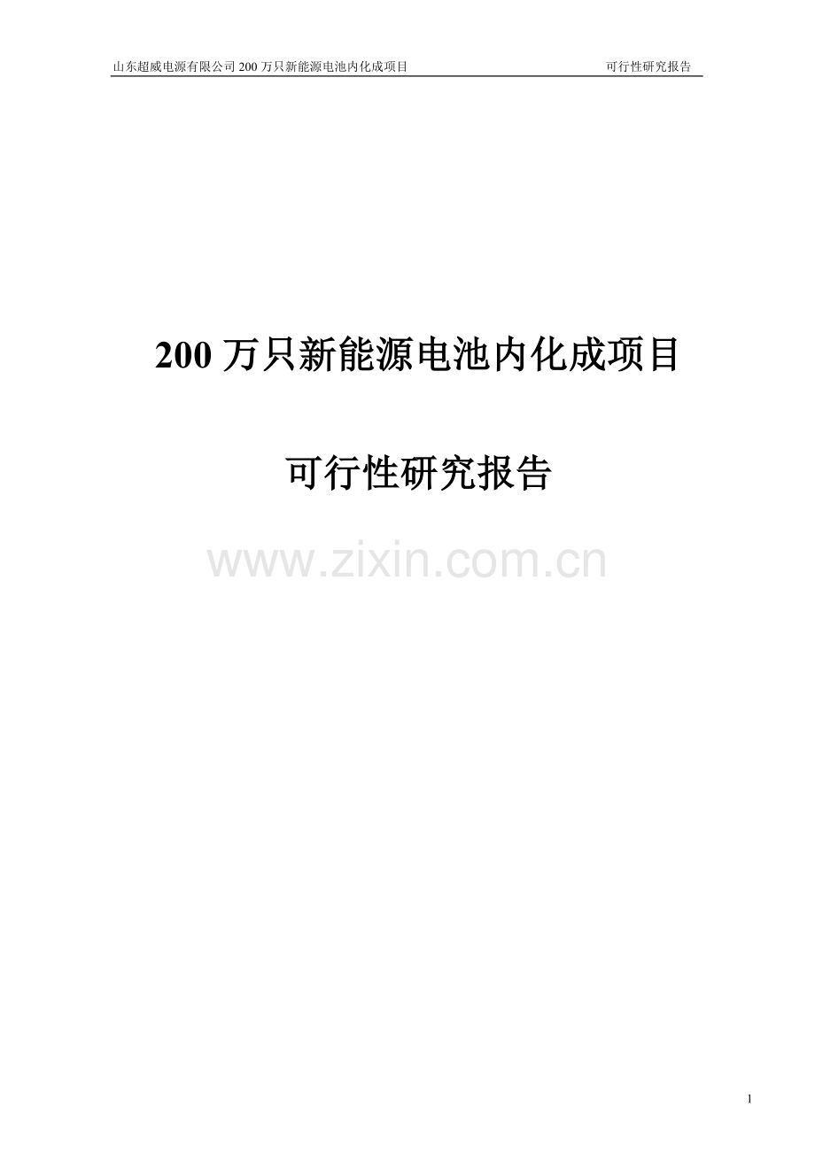 200万只新能源电池内化成项目可行性论证报告可行性论证报告.doc_第1页