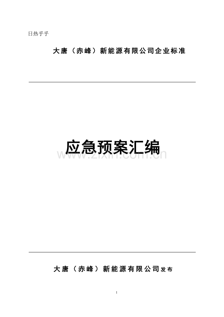 本科毕业论文---新能源有限公司应急预案汇编.doc_第1页