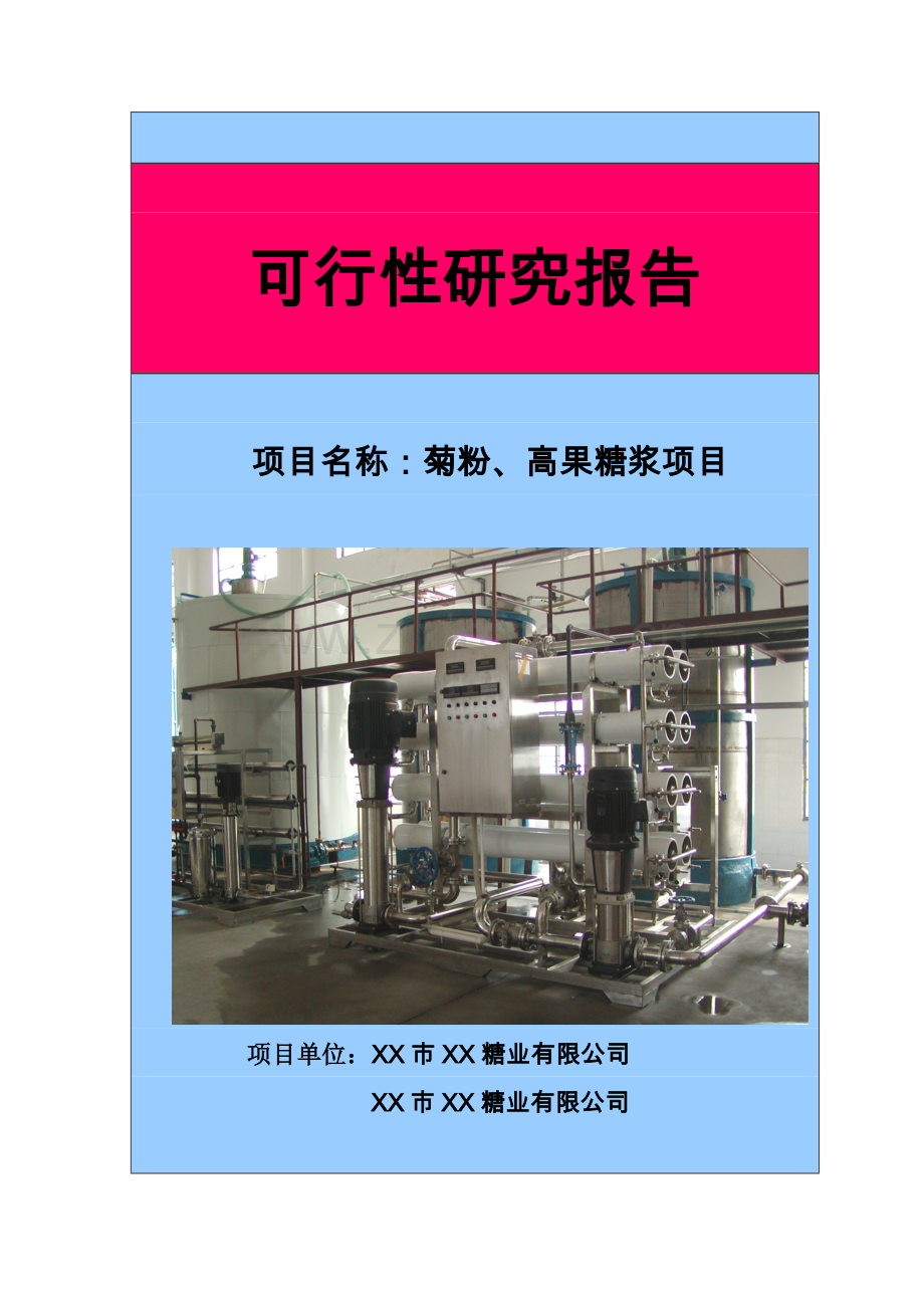 以洋姜、菊苣为原料生产菊粉、低聚果糖、高果糖浆项目可行性研究报告.doc_第1页