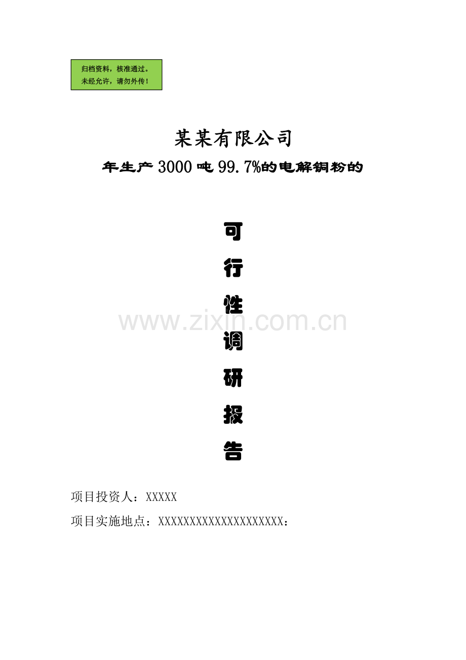 年产生产3000吨99.7%的电解铜粉可行性分析报告.doc_第1页