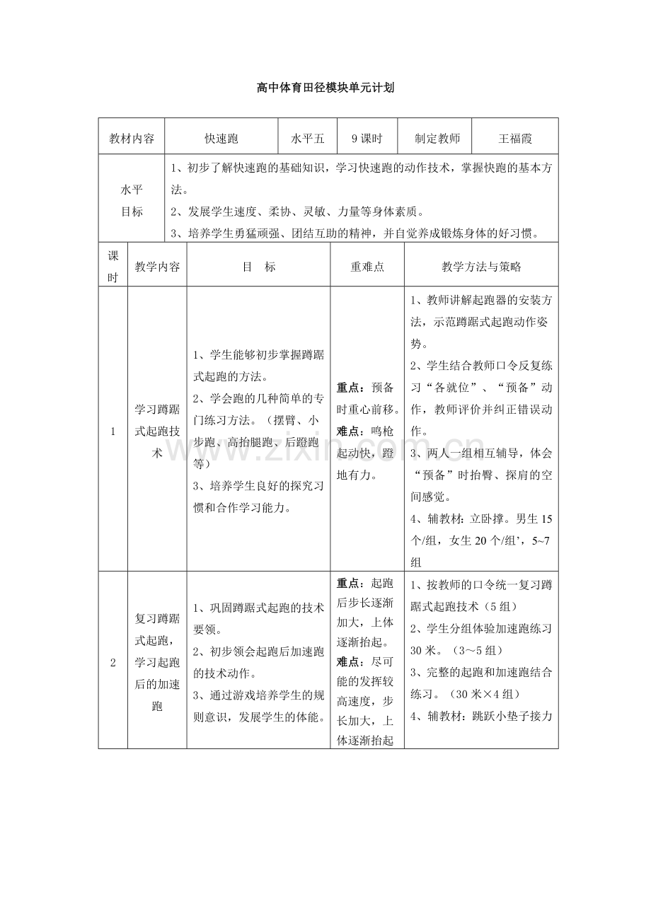 成都市龙泉一中田径、广播操模块教案.doc_第2页