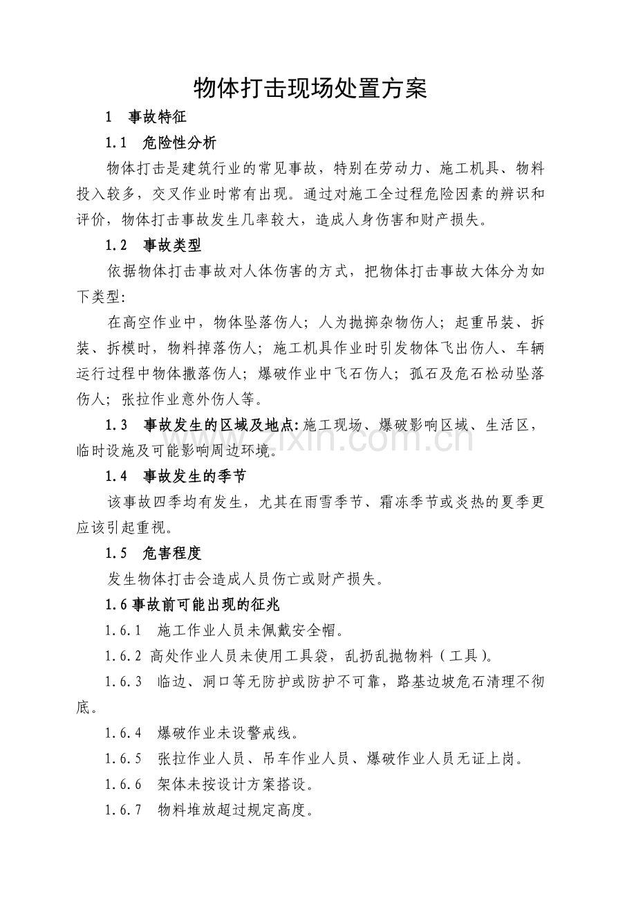 物体打击现场处置方案.doc_第1页