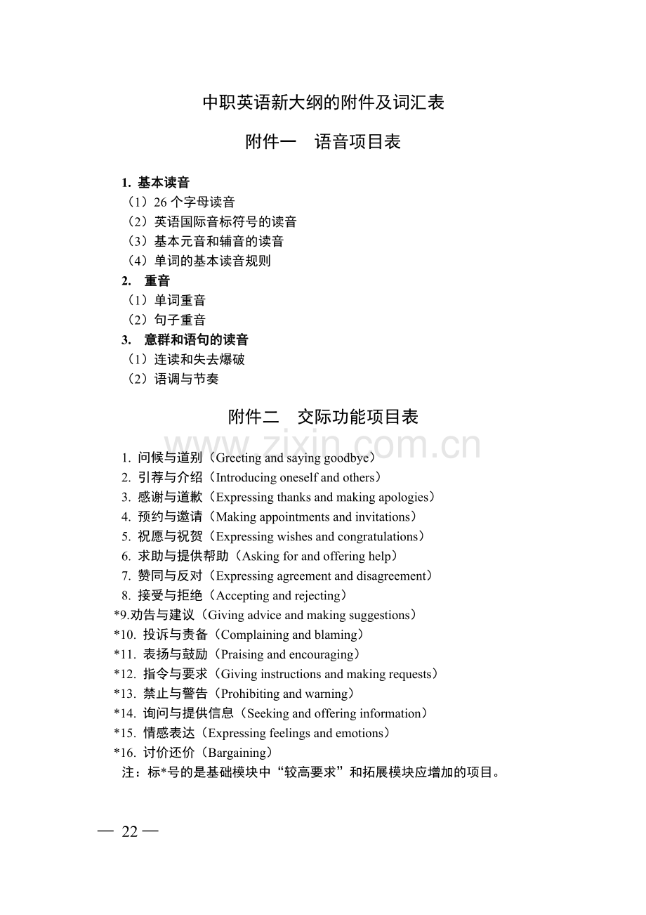 中职英语新大纲的附件及词汇表.doc_第1页