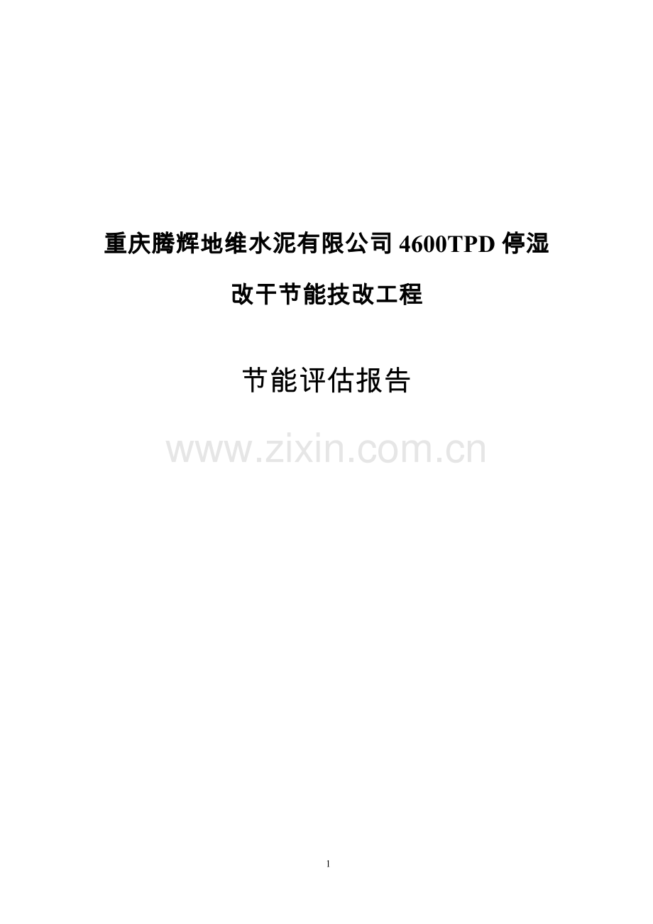 4600t水泥停湿改干工程合理用能评估报告书.doc_第1页