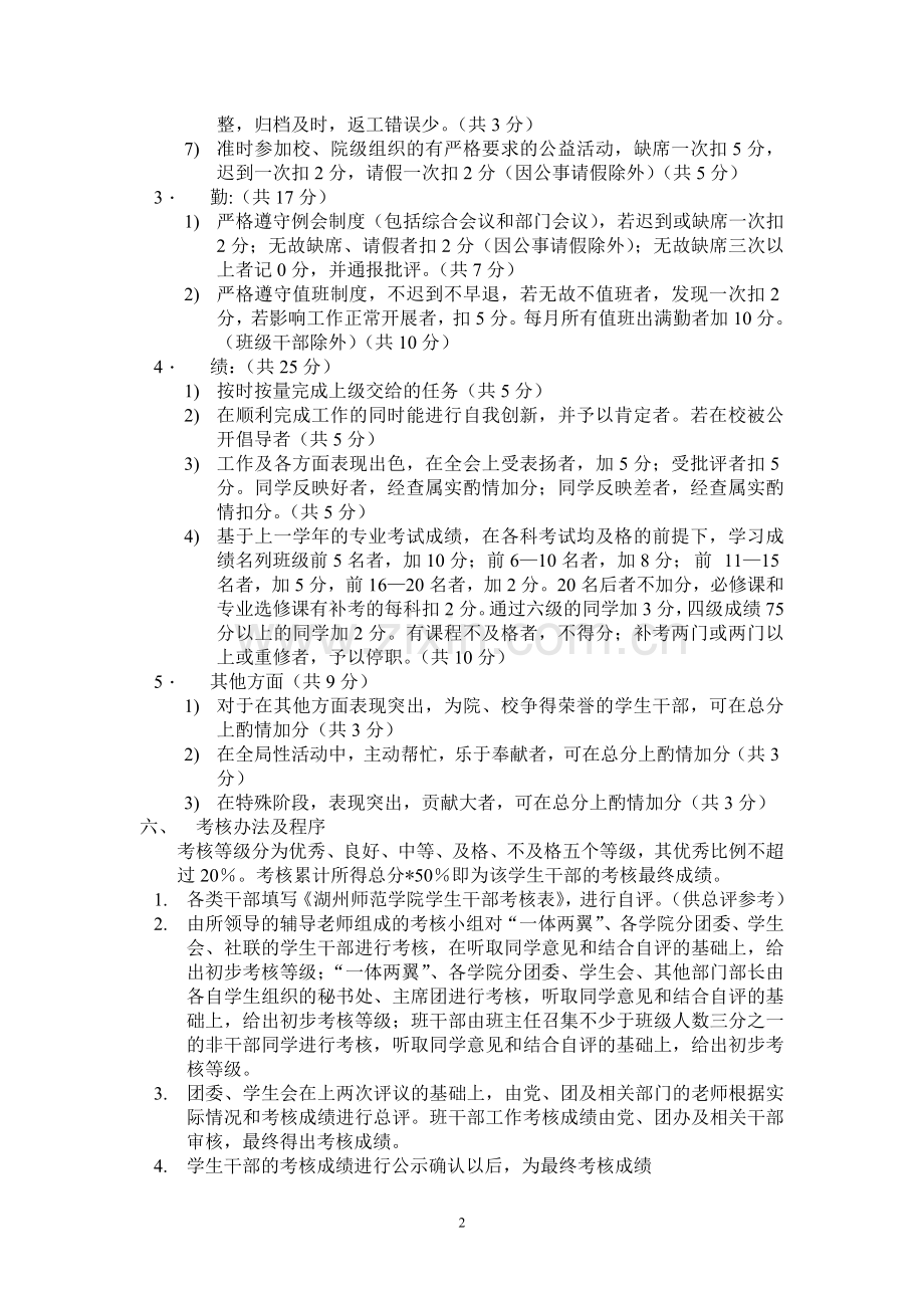 ]-共青团湖州师范学院委员会学生干部考核制度(试行).doc_第2页