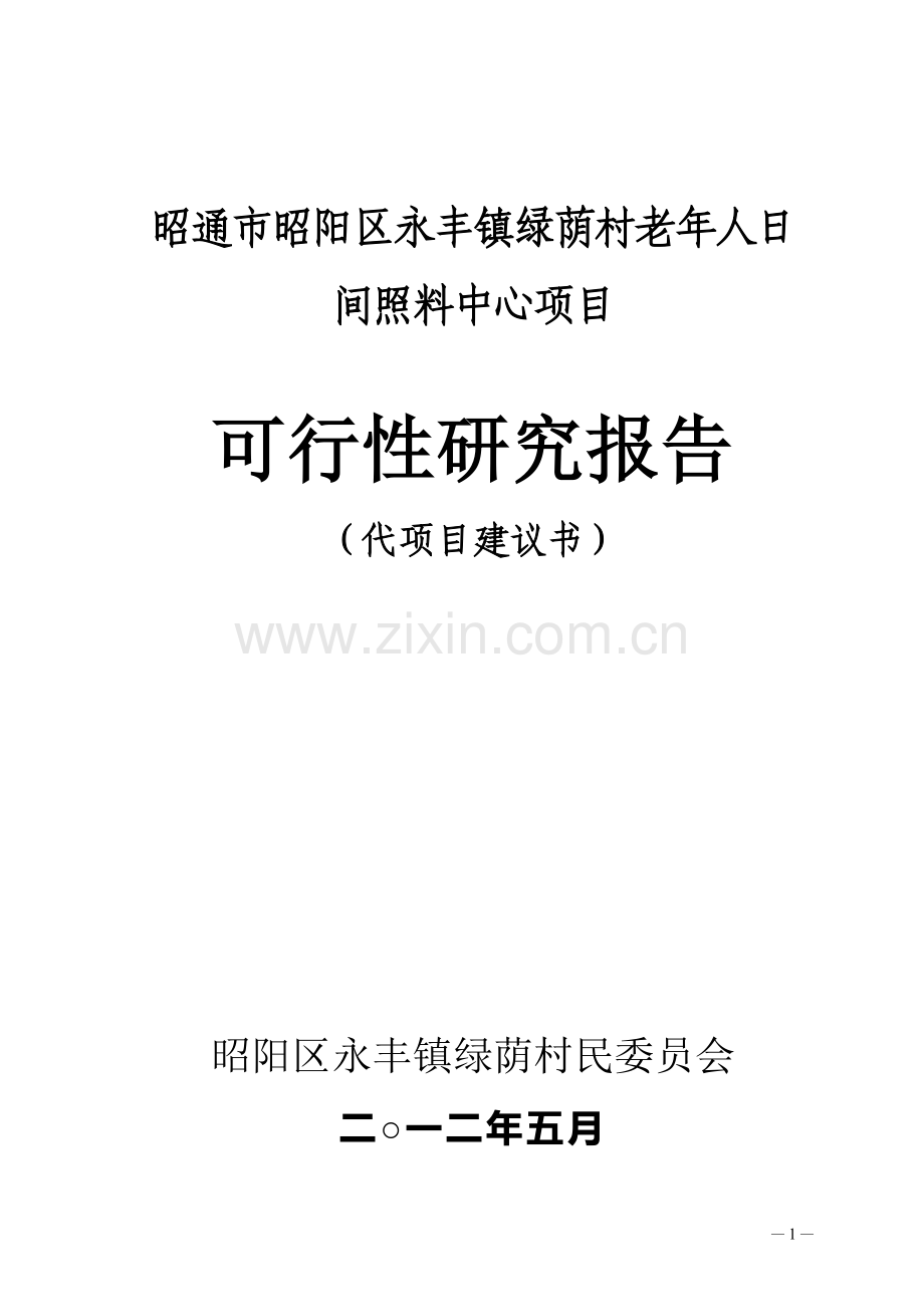 绿荫村老年人日间照料中心项目可行性研究报告.doc_第1页