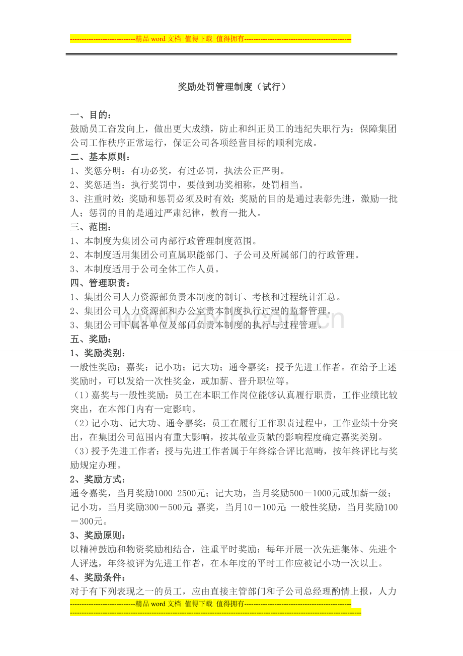 公司奖励处罚管理制度.doc_第1页