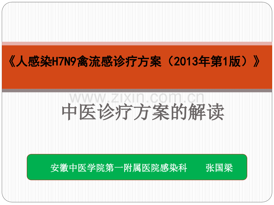 人感染HN禽流感诊疗方案中医演示课件.ppt_第1页