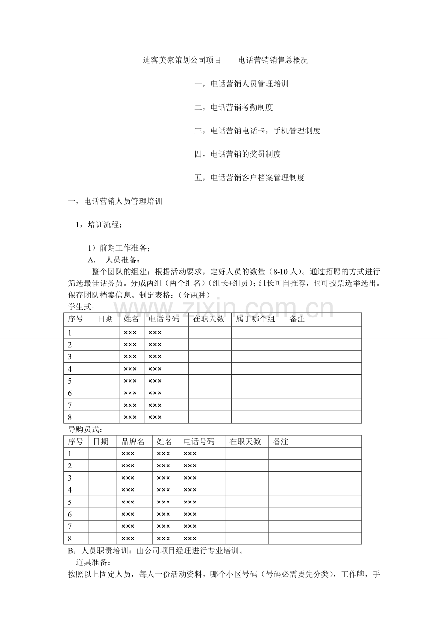 迪客美家策划公司项目--电话营销.doc_第1页