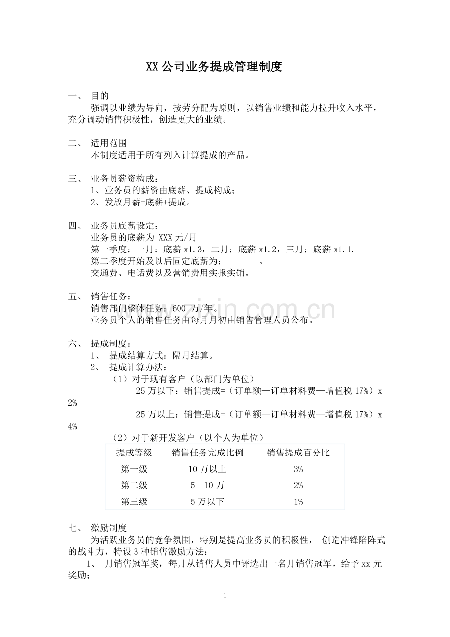 业务提成制度.doc_第1页