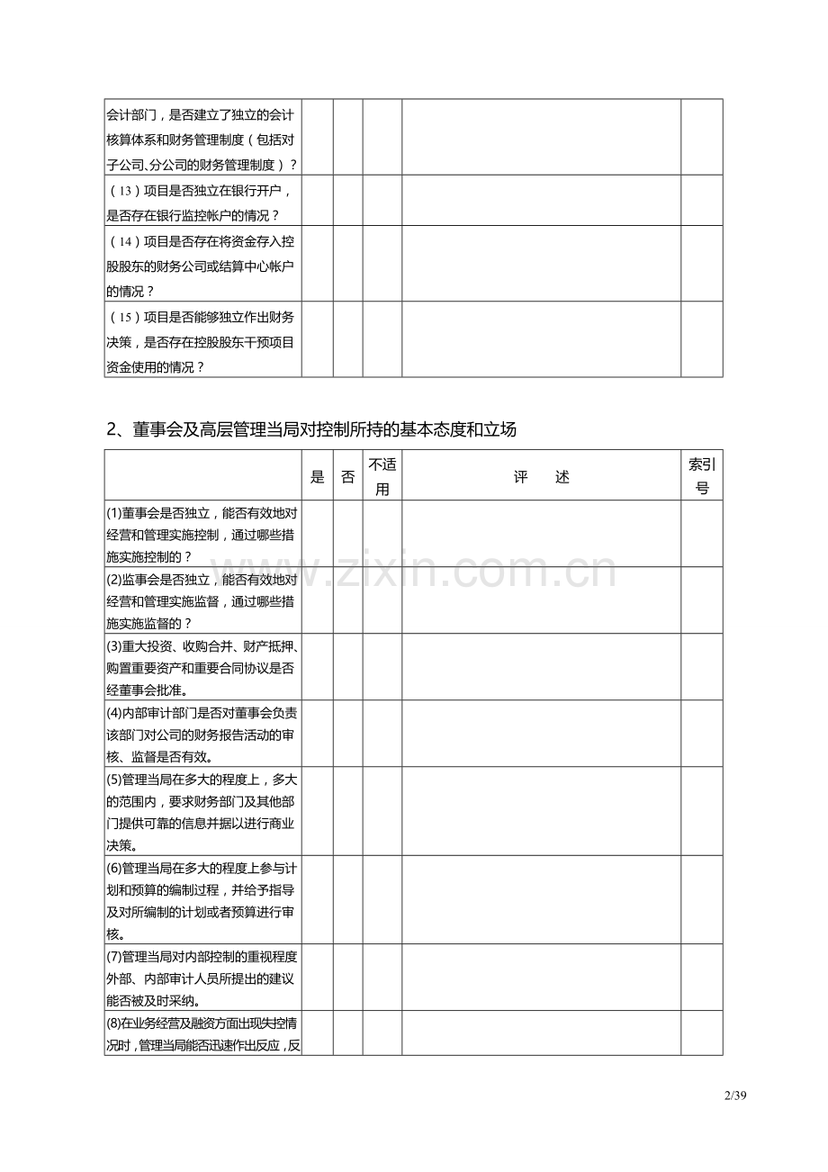 工程项目内部控制制度测试表.doc_第2页