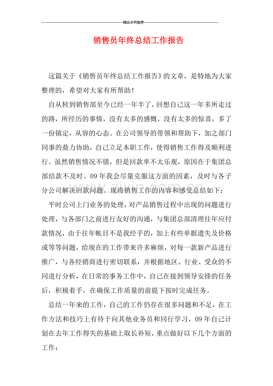 销售员年终总结工作报告.doc_第1页