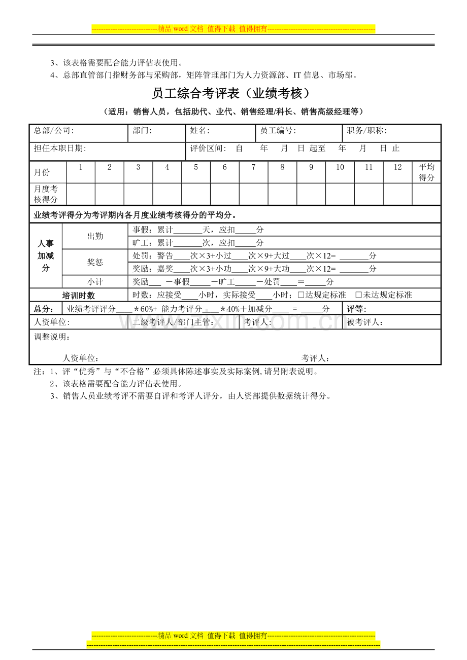 员工综合考评表(业绩考核).doc_第3页