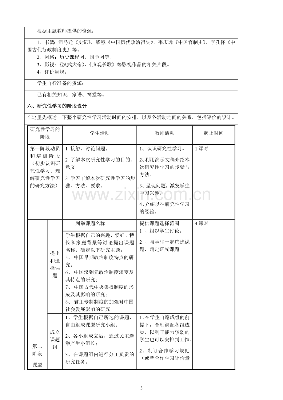 历史研究性学习——中国古代中央集权制度的研究.doc_第3页