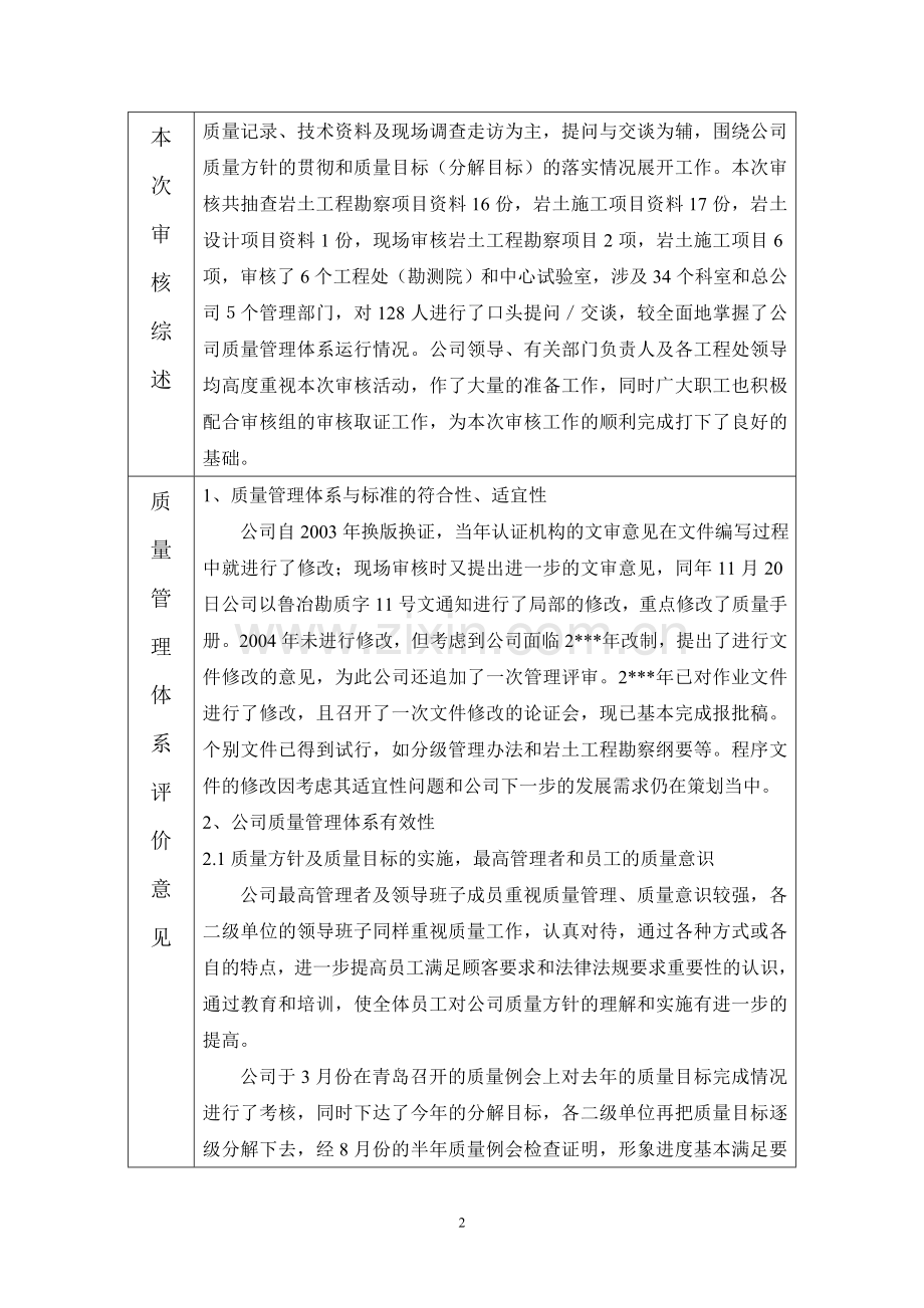 某大型公司管理体系内部审核报告.doc_第2页