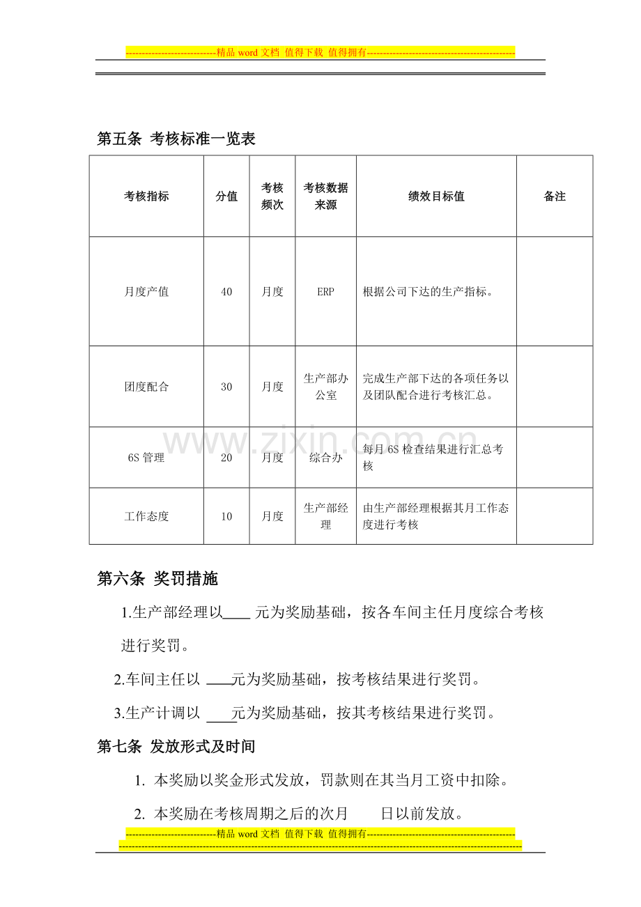 生产管理人员激励考核制度.doc_第2页