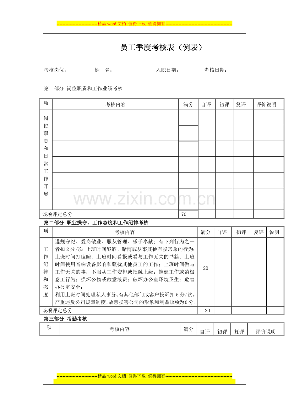 kfc员工季度考核表.doc_第1页