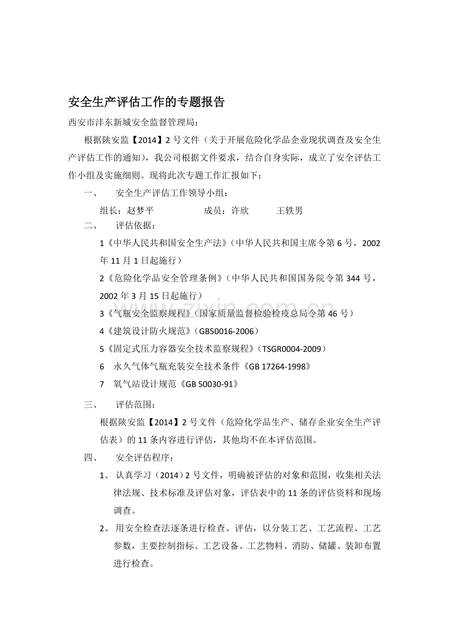 安全生产评估工作的专题报告.doc_第1页