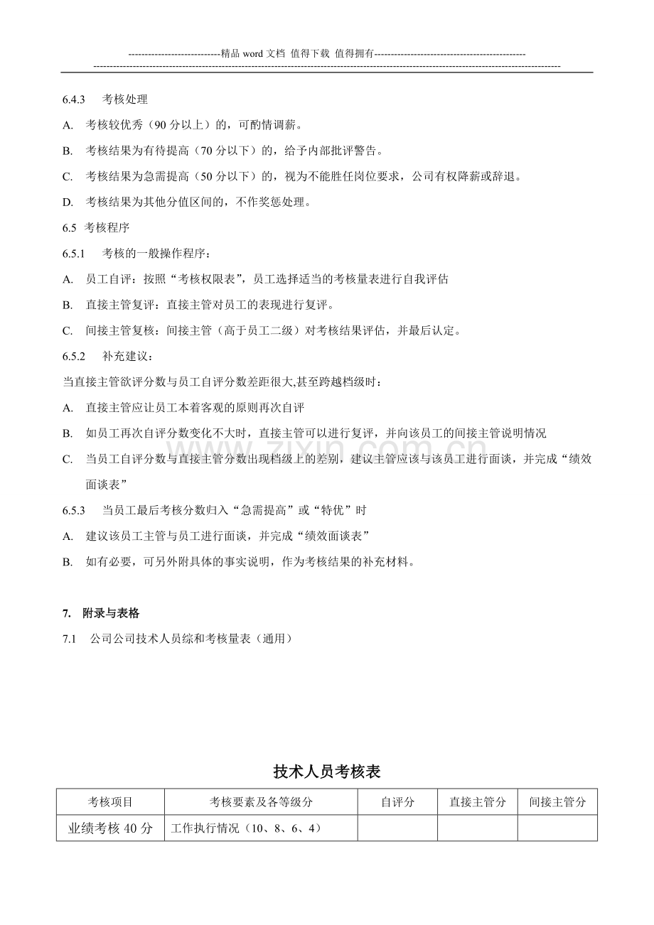 月度绩效考核表(技术部管理人员).doc_第3页