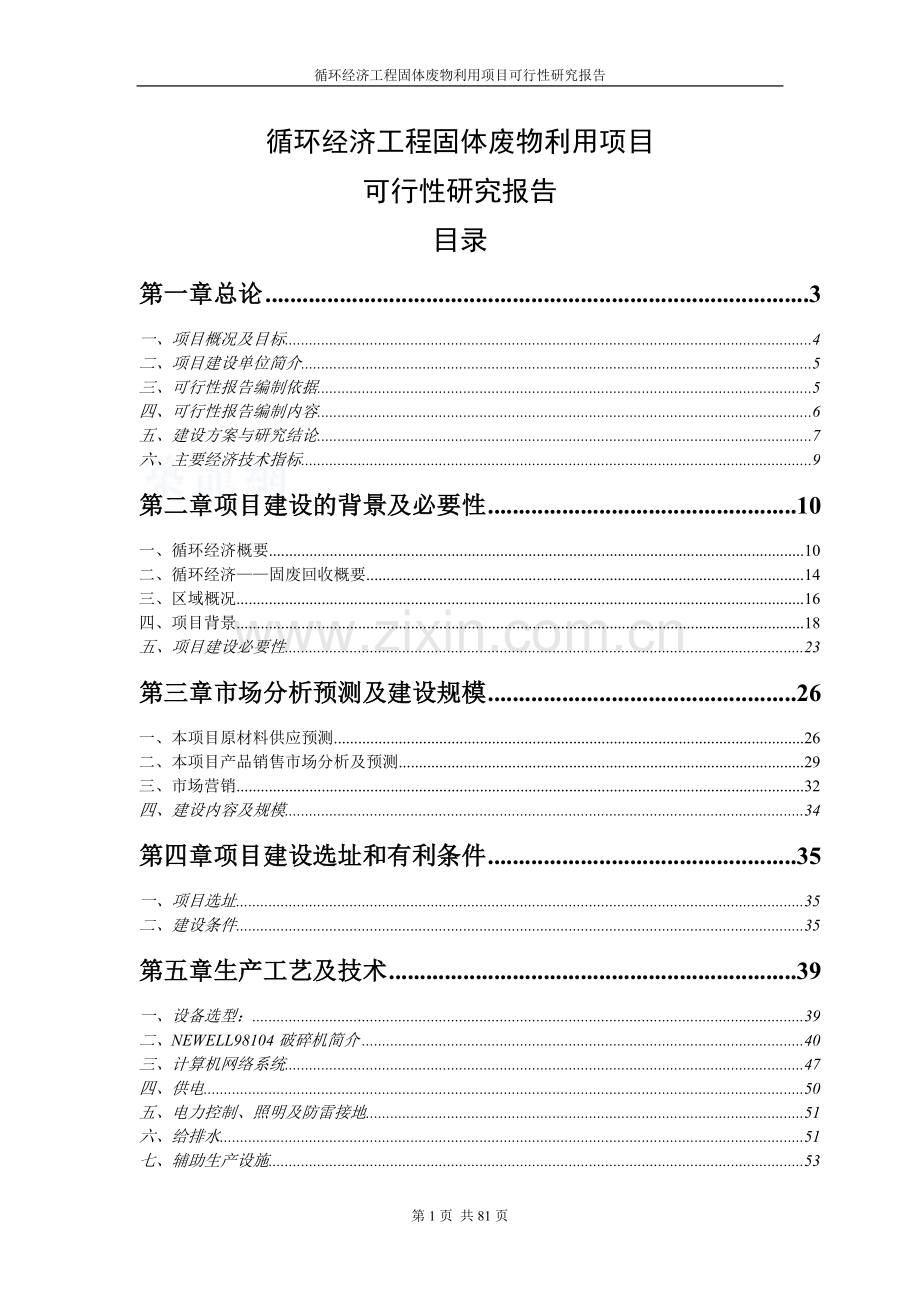 循环经济工程固体废物利用项目可行性研究报告正文.doc_第1页