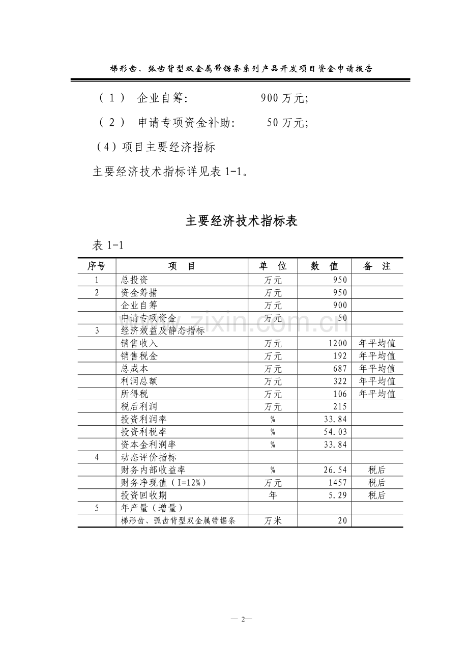 某公司梯形齿、弧齿背型双金属带锯条系列产品开发项目可行性资金投资可行性研究报告.doc_第2页