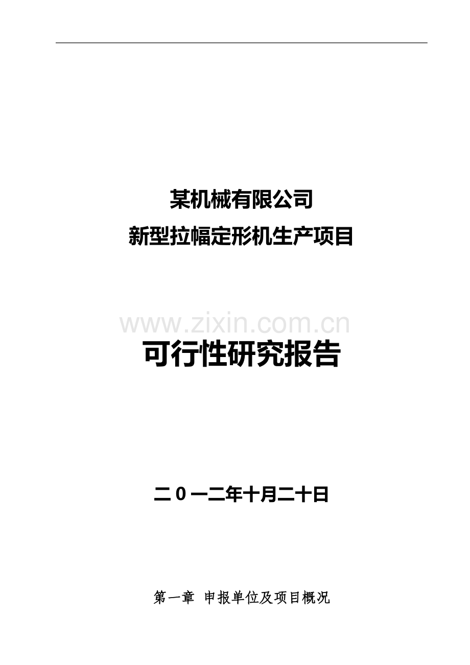 新型拉幅定形机生产项目可行性研究报告书.doc_第1页