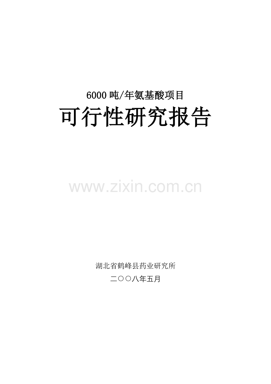 6000吨年氨基酸预建设可行性研究报告.doc_第1页