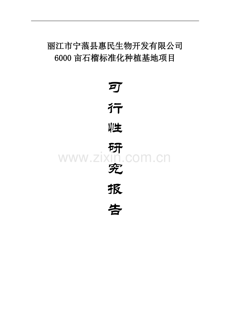 6000亩石榴标准化种植基地项目可行性研究报告.doc_第1页