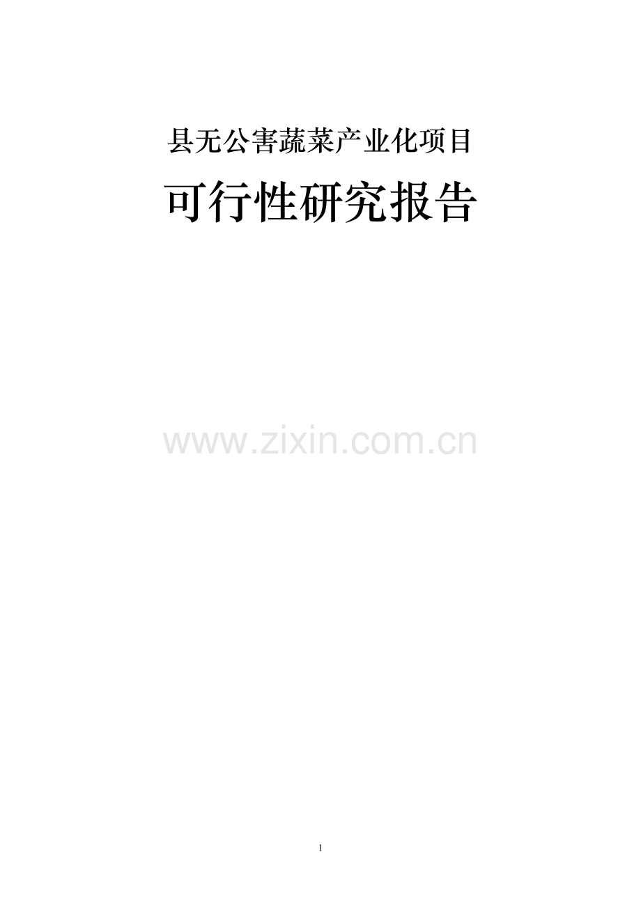 某县无公害蔬菜产业化项目可行性研究报告书(83页优秀甲级资质可行性研究报告书).doc_第1页